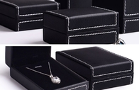 Joyeros de cuero de grabación en relieve de regalo del negro de cuero superficial de la caja para las mujeres