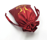 bolso rojo promocional del satén de la bolsa del lazo de la joyería del 10x15cm con Logo Fabric Drawstring Gift Bags