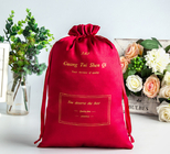 la bolsa del lazo de la peluca 8x12inch modificó el bolso rojo del satén para requisitos particulares con Logo Fabric Drawstring Gift Bags