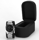 Caja de reloj de cuero negra de lujo Debossed Logo Exquisite Workmanship