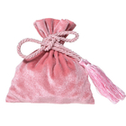 La joyería de encargo del lazo del terciopelo del rosa empaqueta el terciopelo de la bolsa con la borla