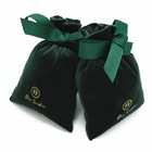 el bolso del regalo del lazo de la tela de los 8x10cm personalizó la bolsa verde del regalo del terciopelo