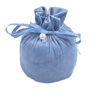 El regalo azul redondo del lazo de la tela del ante empaqueta para el empaquetado de la joyería