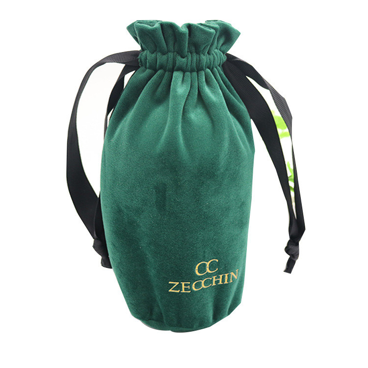 Bolso verde oscuro modificado para requisitos particulares de la botella de vino del bolso del regalo del lazo de la tela